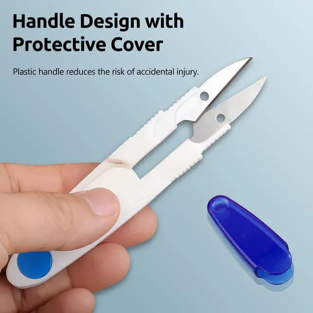 Alt view image 5 of 7 - 4PCS Compact 4 Inch U Shaped Portable Scissors with Protective Safety Cover for Yarn, Cross-Stitch,
