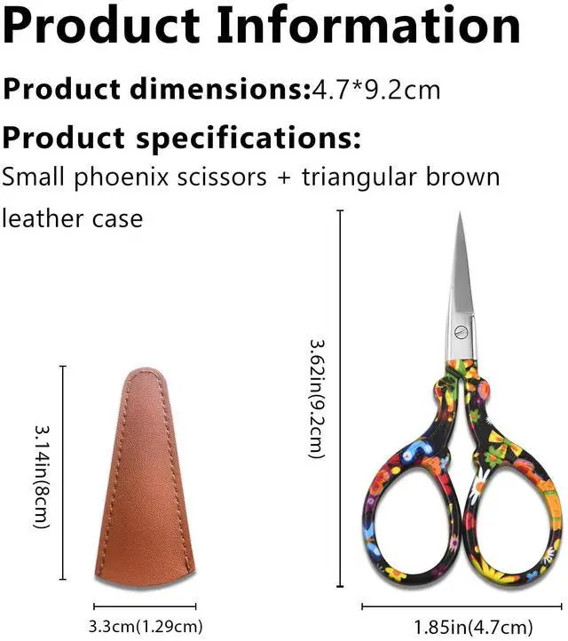 Alt view image 2 of 7 - Sharp Embroidery and Crafting Scissors with Leather Cover, 3.62 inch Stainless Steel Scissors for Ne