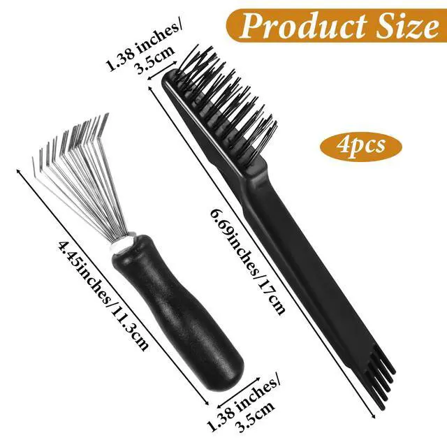 Alt view image 2 of 7 - 4 Pcs Hair Brush Cleaning Tool Mini Comb Cleaner Rake Hair Remover Tools | 2-in-1 Comb Cleaner Brush