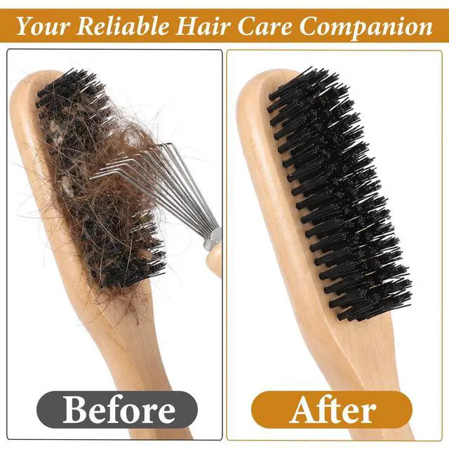 Alt view image 6 of 7 - 4 Pcs Hair Brush Cleaning Tool Mini Comb Cleaner Rake Hair Remover Tools | 2-in-1 Comb Cleaner Brush