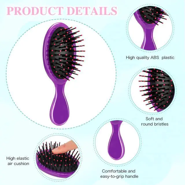 Alt view image 3 of 7 - 3 Pieces Mini Hair Brushes for Kids Girls Small Wet Dry Hair Brush Travel Detangling Comb Soft Brist