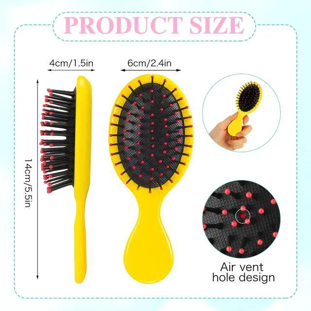 Alt view image 2 of 7 - 3 Pieces Mini Hair Brushes for Kids Girls Small Wet Dry Hair Brush Travel Detangling Comb Soft Brist