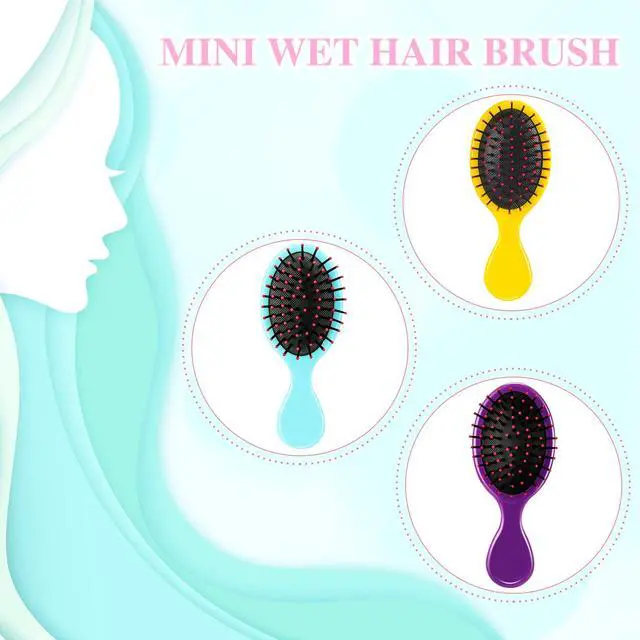 Alt view image 4 of 7 - 3 Pieces Mini Hair Brushes for Kids Girls Small Wet Dry Hair Brush Travel Detangling Comb Soft Brist