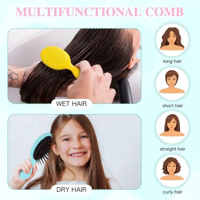 Alt view image 6 of 7 - 3 Pieces Mini Hair Brushes for Kids Girls Small Wet Dry Hair Brush Travel Detangling Comb Soft Brist