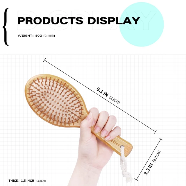 Alt view image 5 of 7 - Bamboo Hair Brush, Improves Hair Texture,Relieve Scalp Itching | Natural Bamboo Brush Softens Soothing Massage Relieves Itchy Scalp & Reduces Dandruff Suitable for All Hair Types