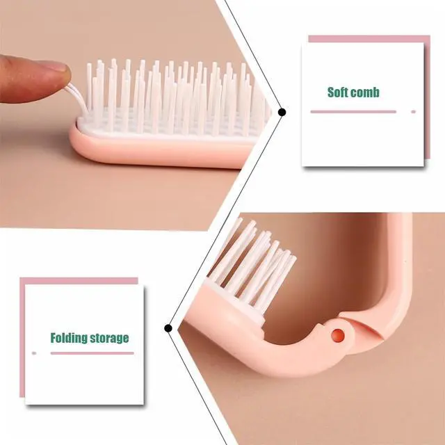 Alt view image 4 of 6 - 2Pcs Folding Hair Brush Hair Comb Portable Mini Massage Hair Brush Anti-Static Anti-knot for Women &