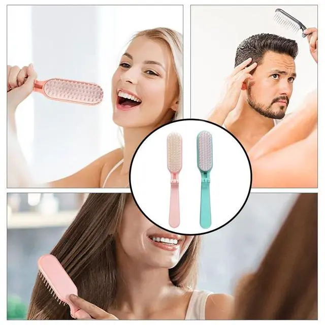 Alt view image 6 of 6 - 2Pcs Folding Hair Brush Hair Comb Portable Mini Massage Hair Brush Anti-Static Anti-knot for Women &