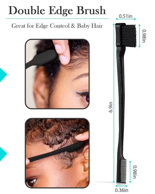 Alt view image 4 of 7 - Styling Brush Set - Slick Back Comb, Edge Control Brush, Rat Tail Comb for Smooth Styling, Frizz Tam