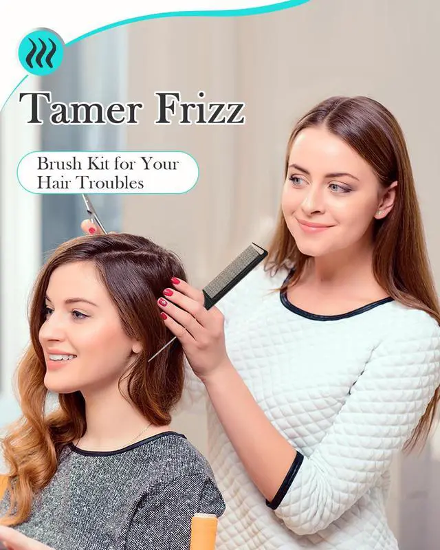 Alt view image 2 of 7 - Styling Brush Set - Slick Back Comb, Edge Control Brush, Rat Tail Comb for Smooth Styling, Frizz Tam