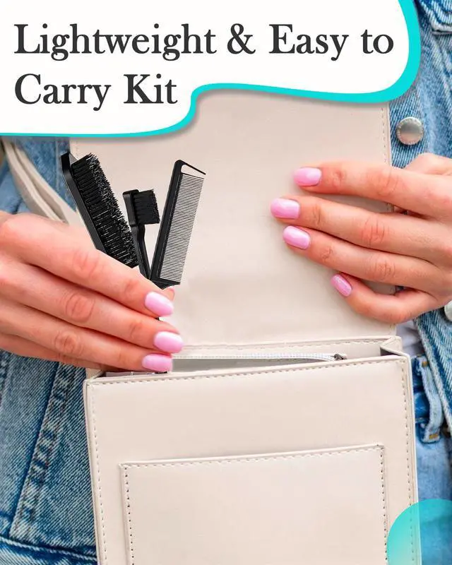 Alt view image 7 of 7 - Styling Brush Set - Slick Back Comb, Edge Control Brush, Rat Tail Comb for Smooth Styling, Frizz Tam