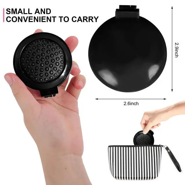 Alt view image 2 of 6 - 1st Choice Folding Hair Brush with Mirror,Round Mini Compact Massage Comb for Purse/Pocket,Travel Si