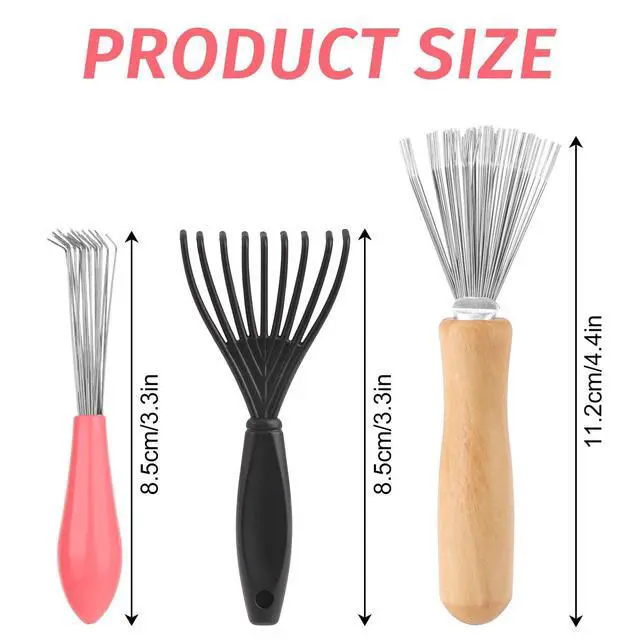 Alt view image 2 of 7 - and Brush Cleaner Tool Set - 3 Pieces with Rake Design for Home and Salon Use