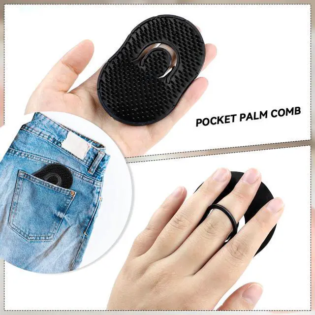Alt view image 2 of 7 - Palm Combs, Massager Hair Brush Comb Palm Combs for Men Beard Brush, Black pocket brush (4 Pcs Finge