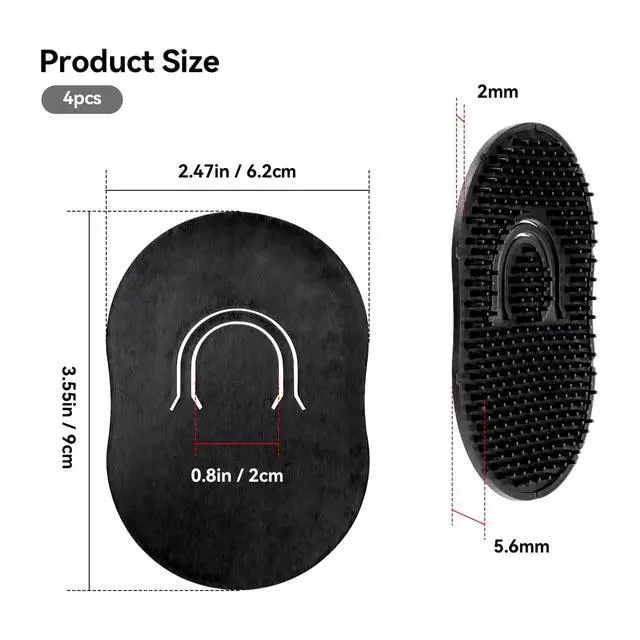 Alt view image 3 of 7 - Palm Combs, Massager Hair Brush Comb Palm Combs for Men Beard Brush, Black pocket brush (4 Pcs Finge