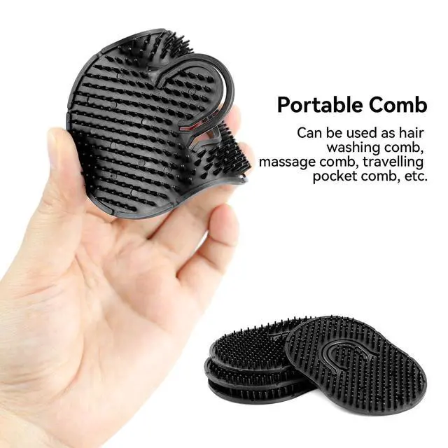Alt view image 5 of 7 - Palm Combs, Massager Hair Brush Comb Palm Combs for Men Beard Brush, Black pocket brush (4 Pcs Finge