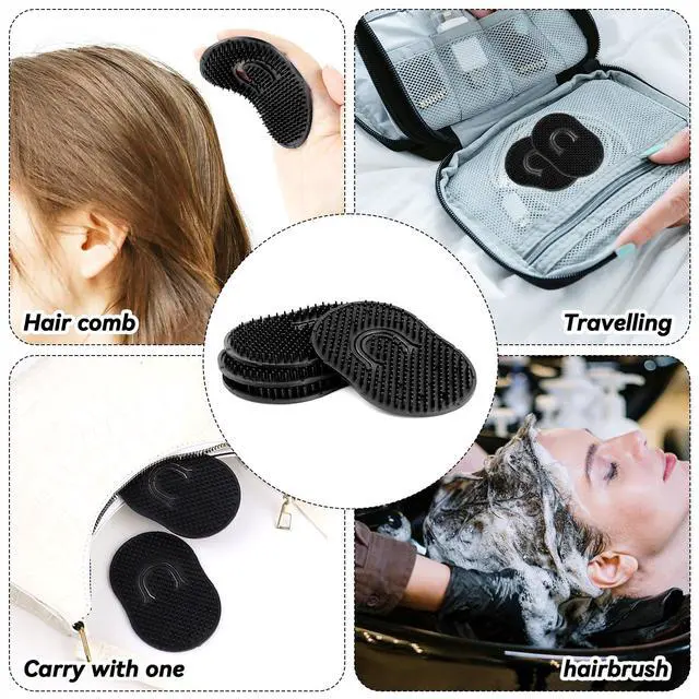 Alt view image 4 of 7 - Palm Combs, Massager Hair Brush Comb Palm Combs for Men Beard Brush, Black pocket brush (4 Pcs Finge