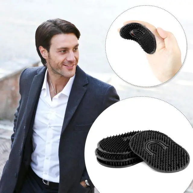 Alt view image 7 of 7 - Palm Combs, Massager Hair Brush Comb Palm Combs for Men Beard Brush, Black pocket brush (4 Pcs Finge