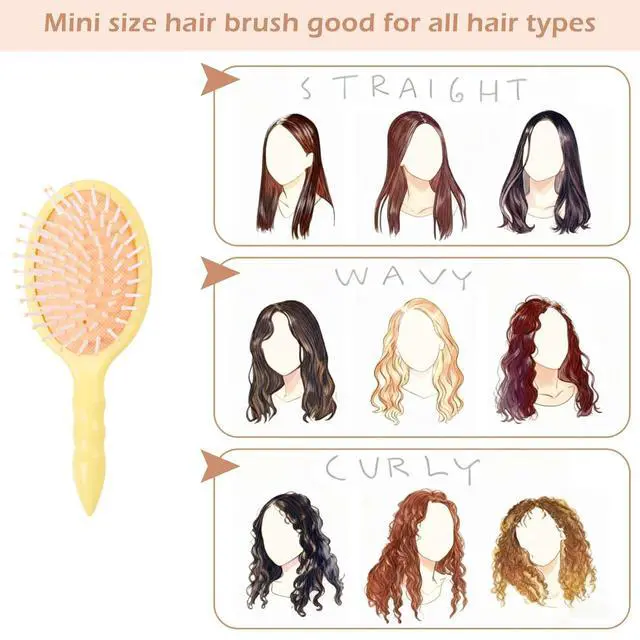 Alt view image 4 of 6 - 2pcs Hair Brush Mini Hairbrush for Thick Curly Thin Long Short Wet or Dry Hair Detangle Pocket Trave