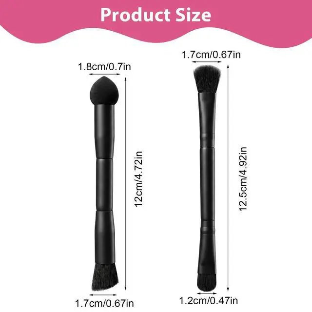 Alt view image 2 of 7 - 2 Pcs Dual Ended Hairline Brushes, Root Touch Up Brush with Sponge | Soft Bristles Hairline Powder C