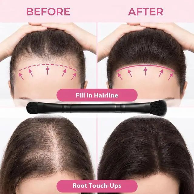 Alt view image 4 of 7 - 2 Pcs Dual Ended Hairline Brushes, Root Touch Up Brush with Sponge | Soft Bristles Hairline Powder C
