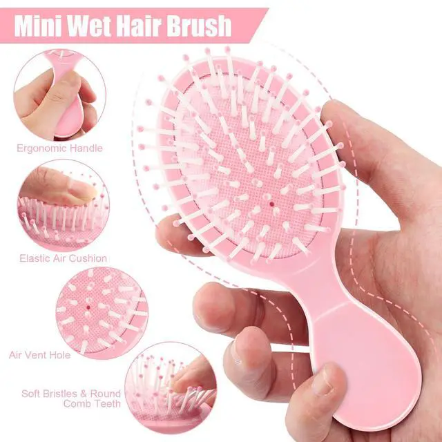 Alt view image 3 of 7 - Mini Wet Hair Brush 2 Pack, Stocking Stuffers for Teen Girls Women, Small Gifts for Teen Girls, Smal