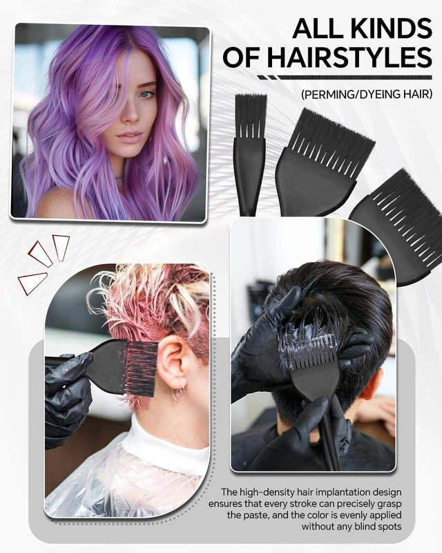 Alt view image 4 of 7 - 3 Pack Hair Color Brush Set - Professional Hair Dye Brush for Stylist, for Highlighting, Tint and Co