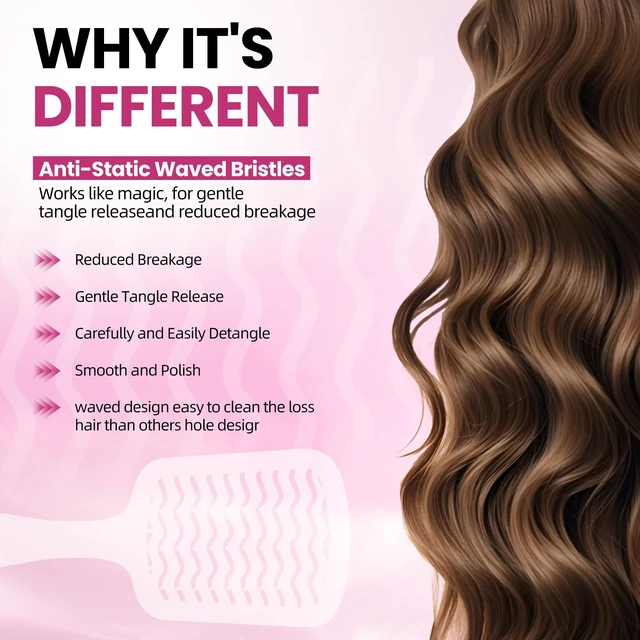 Alt view image 3 of 7 - Hair Brush for All Wet or Dry Hair Types, Pain-Free Brushing Durable, Anti-Static Bristles, Lightwei