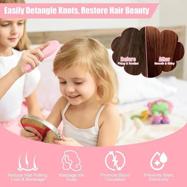 Alt view image 4 of 7 - Mini Wet Hair Brush 2 Pack, Stocking Stuffers for Teen Girls Women, Small Gifts for Teen Girls, Smal