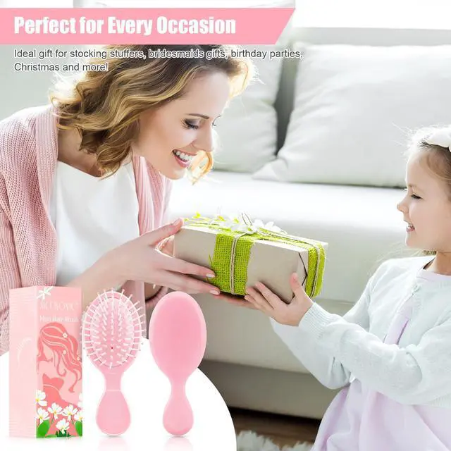 Alt view image 7 of 7 - Mini Wet Hair Brush 2 Pack, Stocking Stuffers for Teen Girls Women, Small Gifts for Teen Girls, Smal