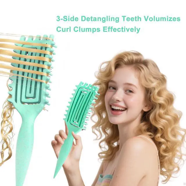 Alt view image 2 of 7 - Hair Brush Curl Defining Brush with Side Gear for Combing Detangling Shaping and Defining Curls Ligh
