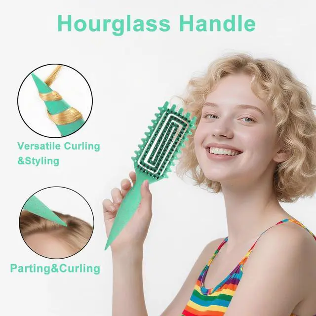 Alt view image 5 of 7 - Hair Brush Curl Defining Brush with Side Gear for Combing Detangling Shaping and Defining Curls Ligh