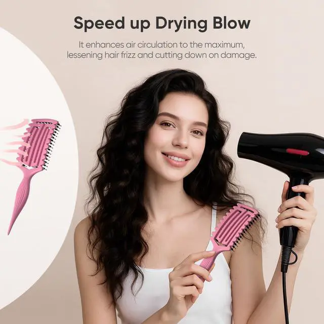 Alt view image 5 of 6 - Curl Defining Brush,Curly Hair Brush for Shaping and Separating Hair | for Adding Volume, Vented Des