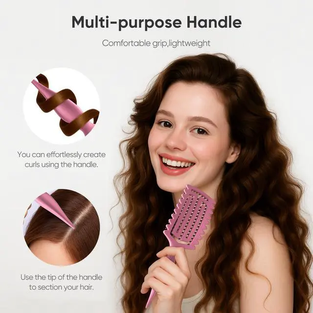 Alt view image 4 of 6 - Curl Defining Brush,Curly Hair Brush for Shaping and Separating Hair | for Adding Volume, Vented Des