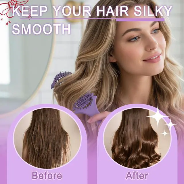 Alt view image 2 of 6 - 4 Piece Hair Brush Set, Detangling Comb Styling Kit for Women | Tame Wet or Dry Strands with A 4 Pie