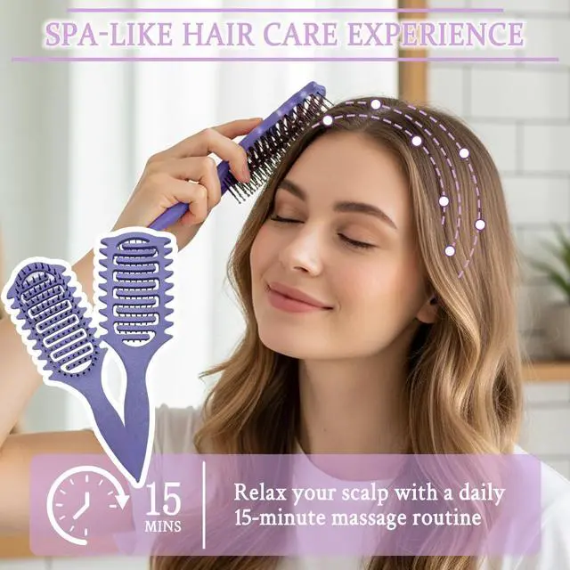 Alt view image 5 of 6 - 4 Piece Hair Brush Set, Detangling Comb Styling Kit for Women | Tame Wet or Dry Strands with A 4 Pie