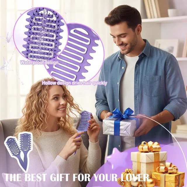 Alt view image 6 of 6 - 4 Piece Hair Brush Set, Detangling Comb Styling Kit for Women | Tame Wet or Dry Strands with A 4 Pie