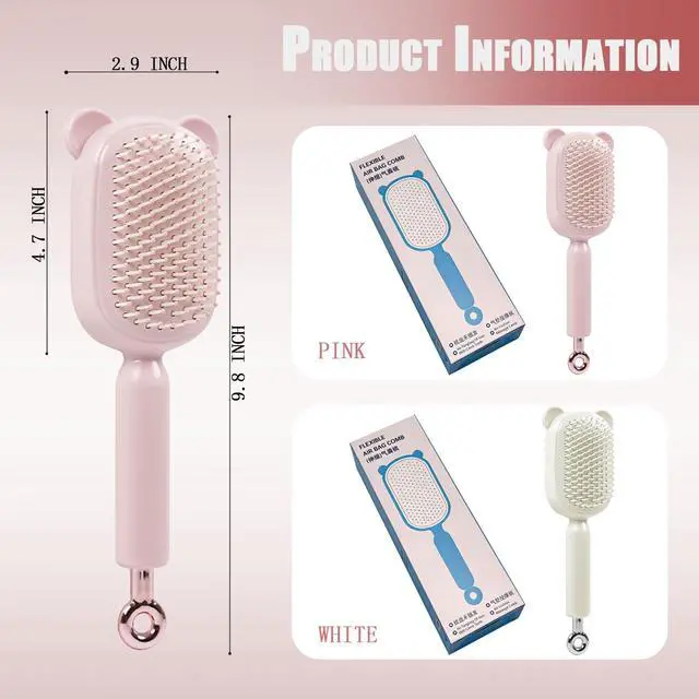 Alt view image 3 of 7 - Cleaning Hair brush Retractable Hair Brush For women,Airbag Massage Combs for Thick Hair Long Hair (