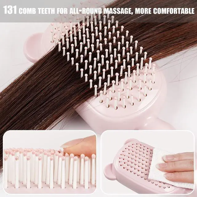 Alt view image 4 of 7 - Cleaning Hair brush Retractable Hair Brush For women,Airbag Massage Combs for Thick Hair Long Hair (