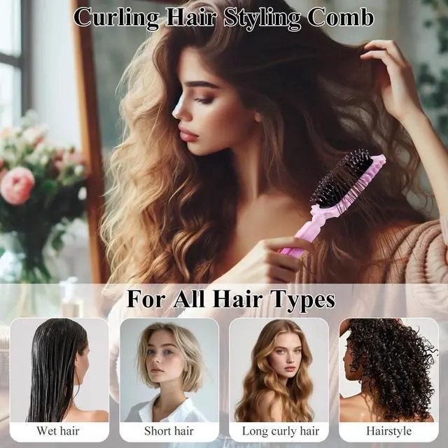 Alt view image 4 of 7 - Defining Brush, Curl Define Styling Brush With Cleaning Claws, Hair Brush for Combing and Shaping Me