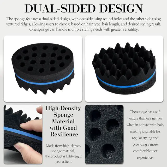 Alt view image 3 of 7 - 1 Piece Hair Twist Curl Sponge Brush: Dual-Sided Afro Coil & Dread Styling Tool for Men and Women, S