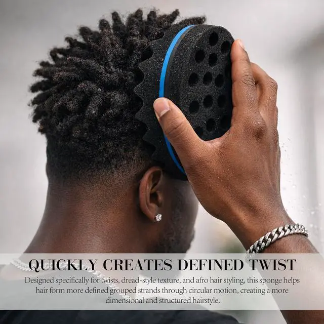 Alt view image 6 of 7 - 1 Piece Hair Twist Curl Sponge Brush: Dual-Sided Afro Coil & Dread Styling Tool for Men and Women, S