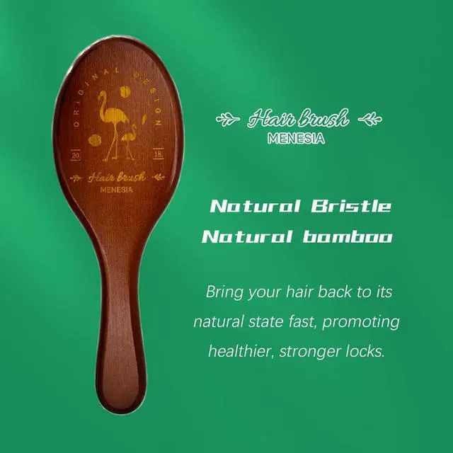 Alt view image 5 of 7 - Boar & Nylon Bristle Hair Brush for Women, Brown Natural No Shampoo Hair Brush for Dry & Fine Hair A