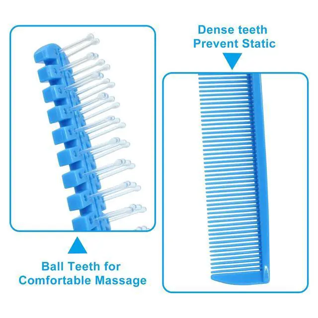 Alt view image 2 of 2 - 3 Pcs Travel Foldable Brush, Blue/Green/Pink | Anti-Static Hair Comb, Double Headed Hairdressing Too