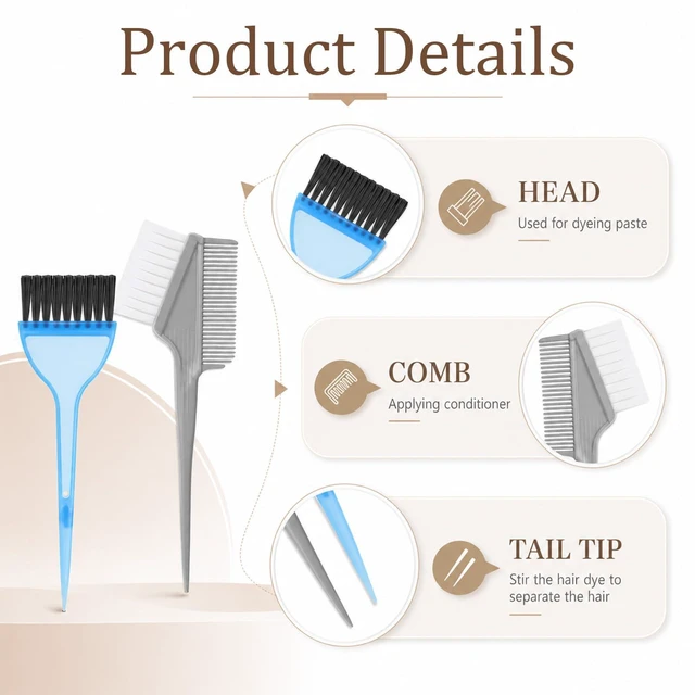 Alt view image 3 of 3 - 2 Pcs Hair Dye Brush, Hair Color Brush Reusable HairColoring Brushes HairColor Applicator Brushes Se