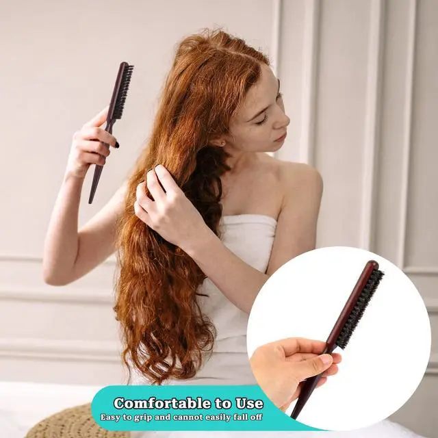 Alt view image 5 of 7 - Bristle Styling Brush with Rat Tail for Curly Hair Sectioning, Backcombing, and Smoothing | Boar Bri