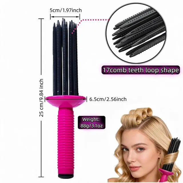 Alt view image 3 of 7 - Round Hair Styling Brush, Manual Volumizing Roller Comb for Blowout Lift & Bouncy Curls, Heat-Resist