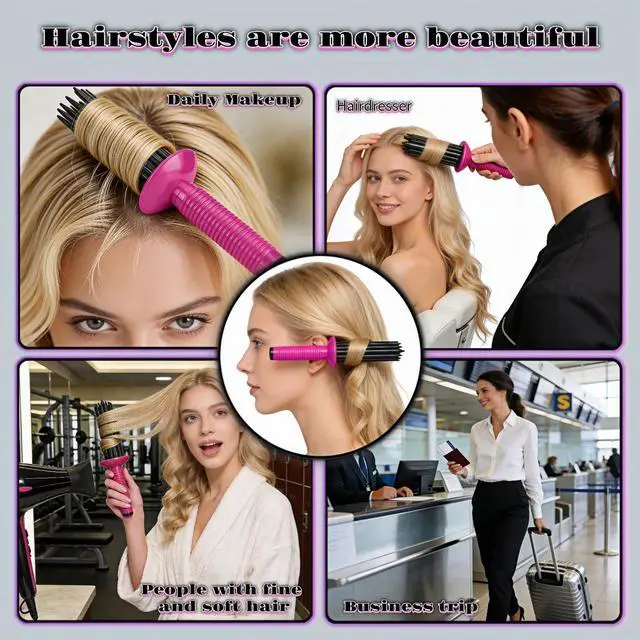 Alt view image 7 of 7 - Round Hair Styling Brush, Manual Volumizing Roller Comb for Blowout Lift & Bouncy Curls, Heat-Resist