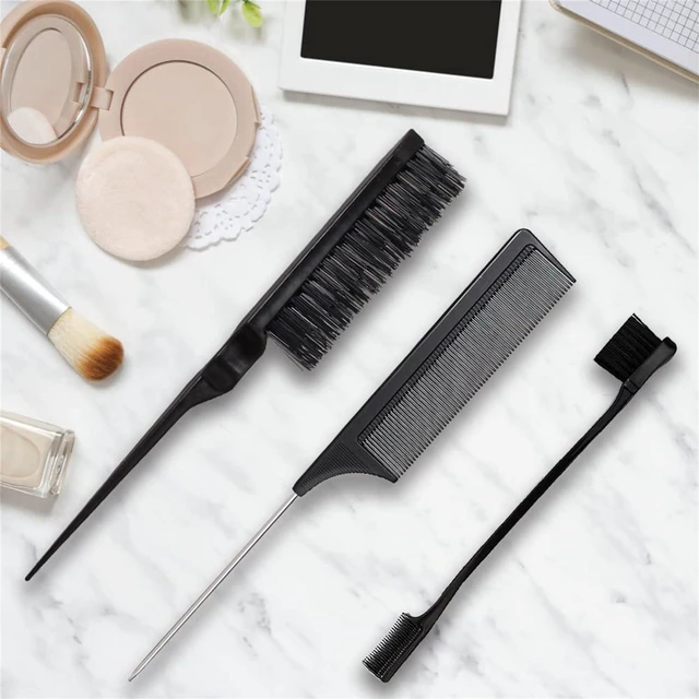 Alt view image 4 of 7 - Set, Black comb,3 Pcs. slick back hair brush,Slick Back Brush with Edge Brush, styling comb for kids
