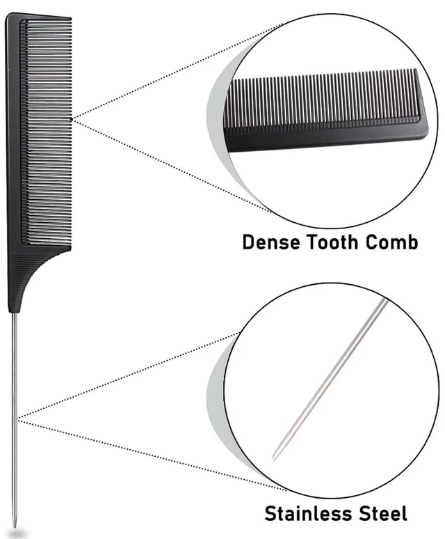 Alt view image 5 of 7 - Set, Black comb,3 Pcs. slick back hair brush,Slick Back Brush with Edge Brush, styling comb for kids
