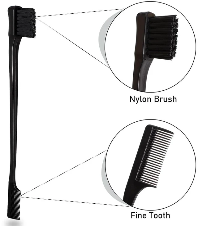 Alt view image 7 of 7 - Set, Black comb,3 Pcs. slick back hair brush,Slick Back Brush with Edge Brush, styling comb for kids